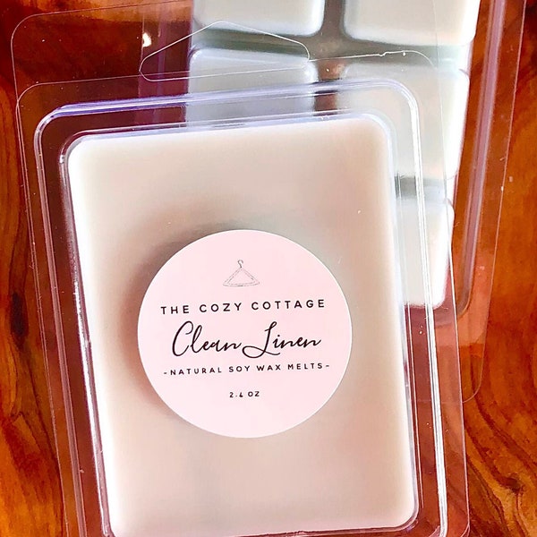 LINEN LAUNDRY strongly scented soy wax melts - wax tarts for warmer - fresh  clean candle scent - non toxic eco friendly - highly scented
