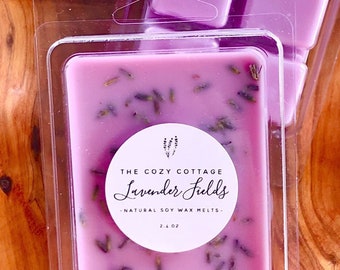 Velas de soja 100 % de LAVANDA, ecológicas y no tóxicas, hechas a mano con cera de soja natural y flores de primavera.