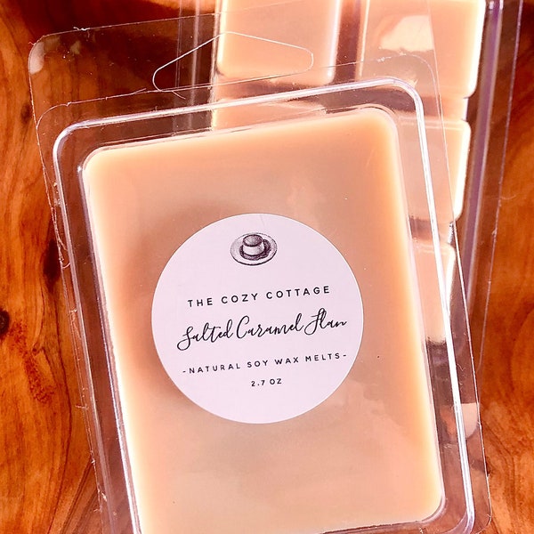 SALTED CARAMEL highly scented 100% soy wax cubes - clamshell wax tarts - natural wax warmer melts - caramel scented candles - eco friendly