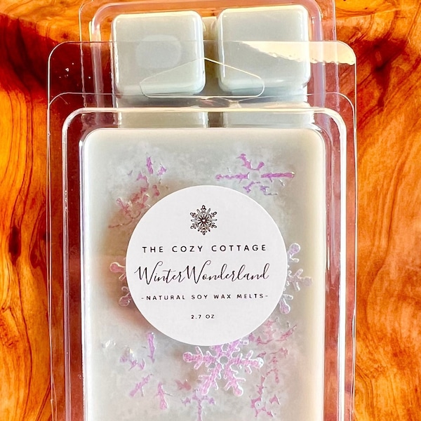 SNOW Scented Christmas Soy Wax Melts - All Natural Wax Tarts for Warmer - Winter Candles - Eco Friendly Gifts - Strong Scented Soy Wax Melts