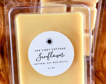 SUNFLOWER soy wax melts - floral wax tarts for warmer - natural candles - wax clamshell cubes - sunflower fragrance - house warming gifts