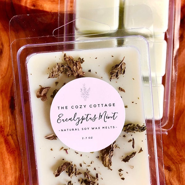 EUCALYPTUS Wax Melts - Natural Soy - Non Toxic Wax Cubes - Sinus Relief - Cold Relief - Eucalyptus Candles - Aromatherapy Wax Melts - Mint