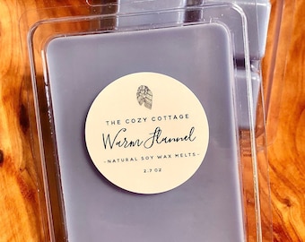 FLANNEL Soy Wax Melts for Warmer - Cozy Wax Melts - Strong Scented Wax Tarts - Christmas Gifts - Cozy Candles - Stocking Stuffers - Holiday
