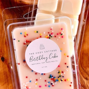 BIRTHDAY CAKE scented wax tarts - natural soy wax melts - wax tarts for warmer - birthday candle with sprinkles - fun birthday candle gifts