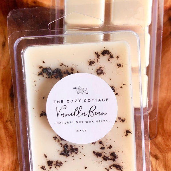 VANILLA BEAN natural wax melts for warmer - 100% natural soy wax tarts - non toxic vanilla candles - madagascar vanilla bean - eco friendly
