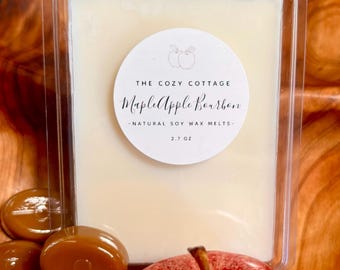 MAPLE APPLE BOURBON Scented Wax Melts - Soy Candles - Fall Scent - Non Toxic - Dessert - Wax Tarts for Warmer - Home Fragrance