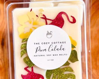 PINA COLADA Scented Wax Melts - Coconut Wax Warmer Melts - Tropical Drink Scent - Beach Candles - Summer Party Decor - All Natural Wax Tart