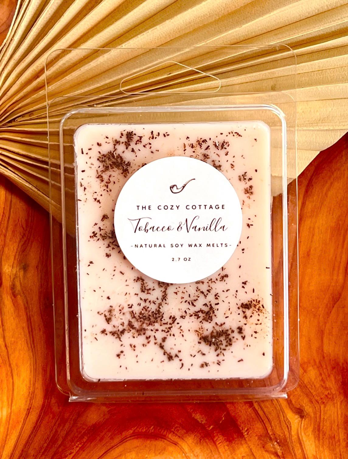 tobacco vanilla wax melts TOBACCO VANILLA strongly scented soy wax melts - manly masculine scented -  wax warmer tarts - clamshell wax cubes