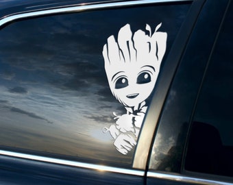 Baby Groot Peeking - Permanent Vinyl Decal