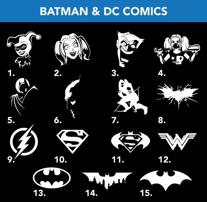 Permanent Vinyl Decals Batman and DC Comics