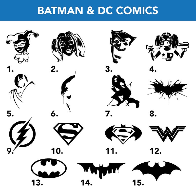 Permanent Vinyl Decals Batman and DC Comics