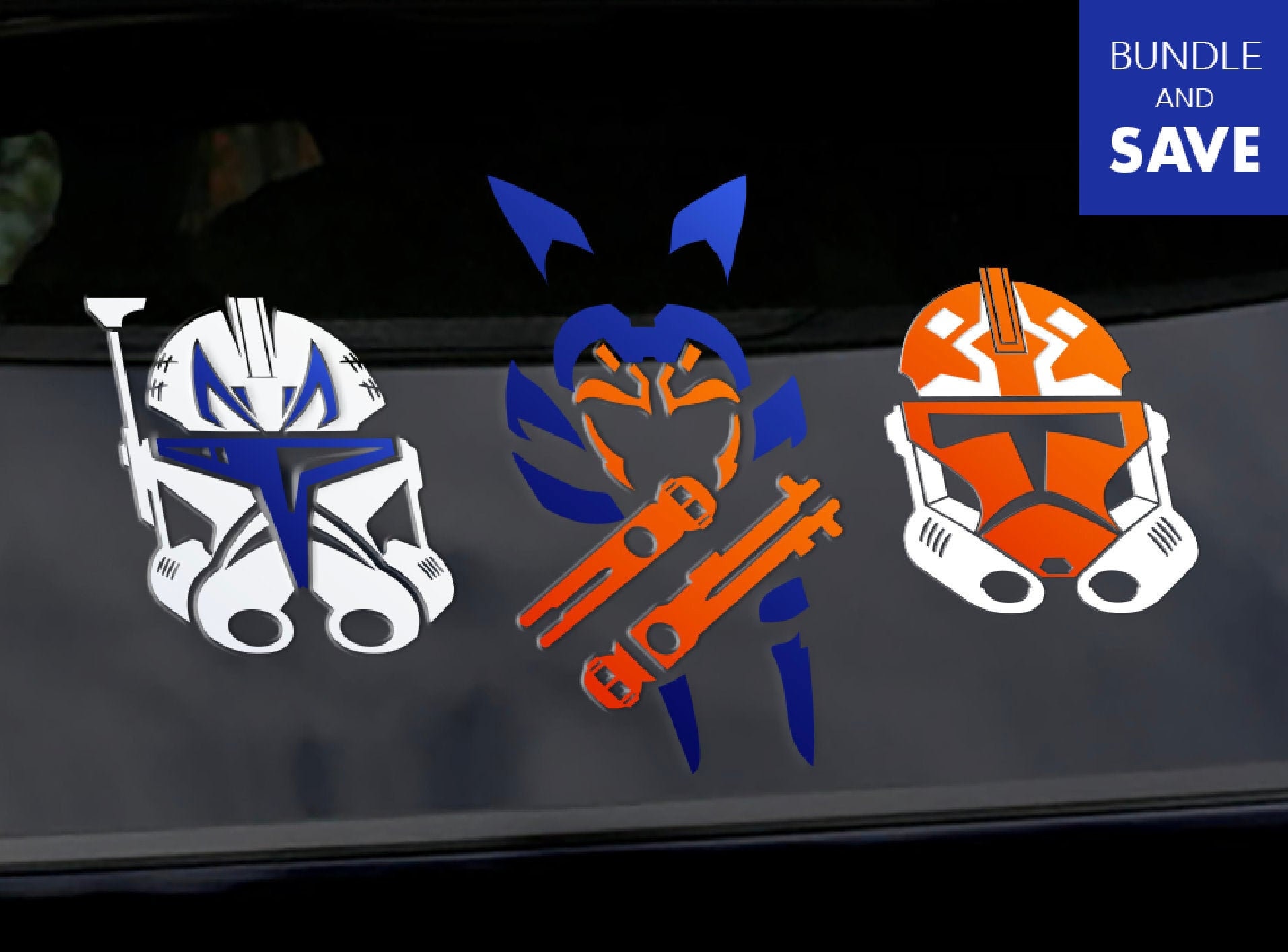 Ahsoka Clone Wars BUNDLE - 3 METALLIC Blue and Orange and White Perma…