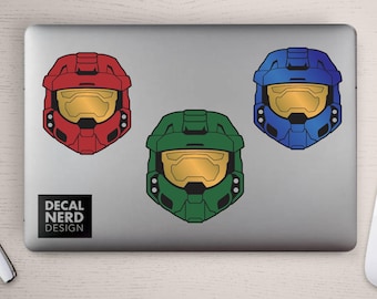Halo Spartan Helmet - Green Red or Blue Permanent Vinyl Decal