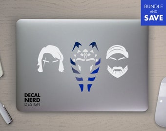 Ahsoka Anakin Kenobi Young - 3 METALLIC Blue and White Permanent Vinyl Decals