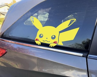 Pokemon Peeking Pikachu - White or Yellow Vinyl Decal