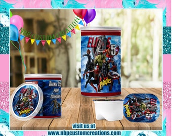 Marvel Avengers  birthday party favor TREAT topper png pdf digital file caprisun gift bag RKT fruit snack bubbles chip bag invitation