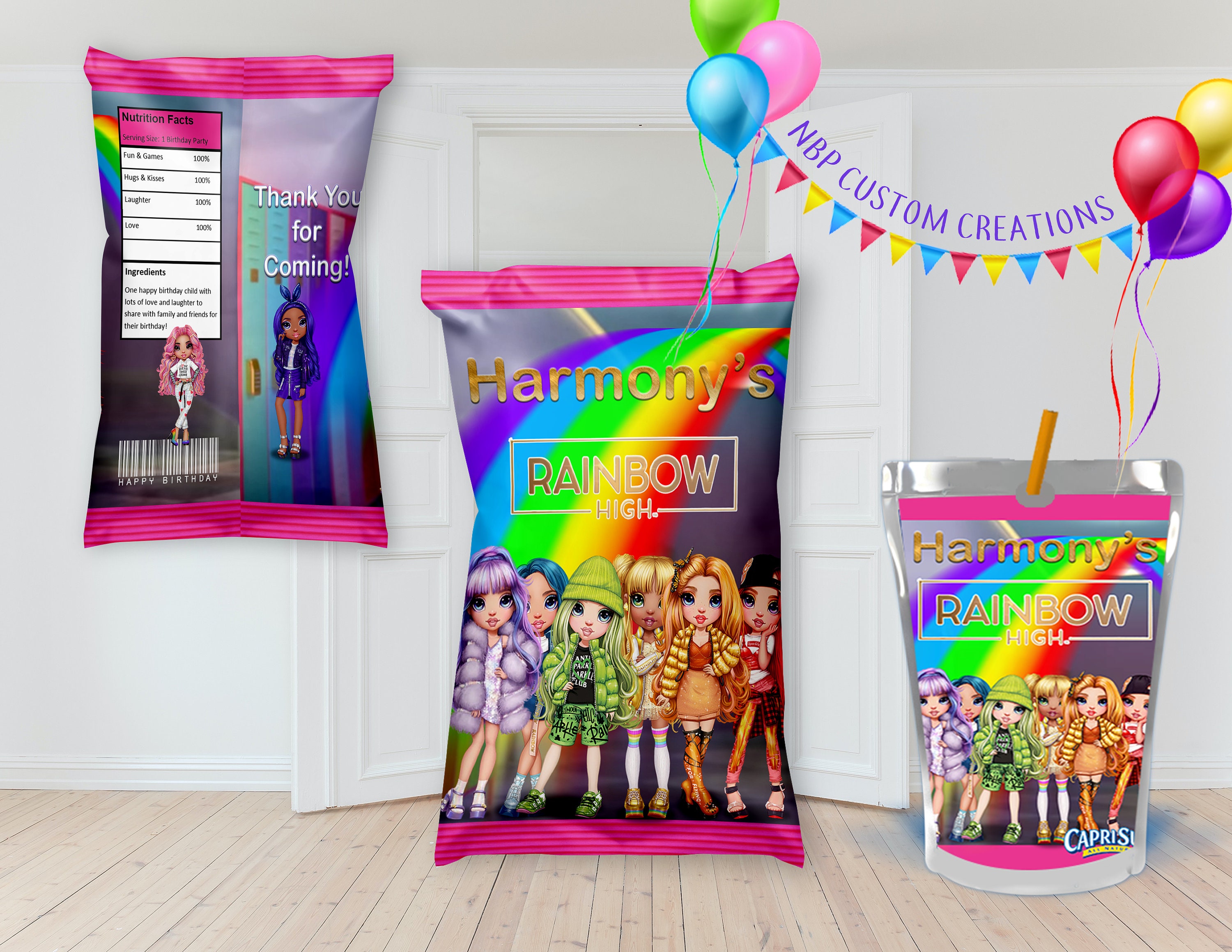Rainbow High birthday party PNG PDF digital file chip bag Etsy