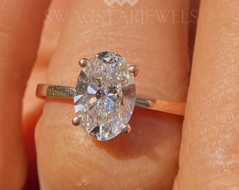 2 CT&#39;s Oval Shape Lab Grown Diamond Engagement Ring 14K Gold Anniversary Wedding Proposal Ring Gift For Her Girlfriend Wife Birthday Gift