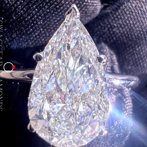 3 carat Pear cut Lab Diamond Ring hidden halo ring IGI Certified Diamond Ring for Her, Engagement Ring, Anniversary Gifts, Rings for Women