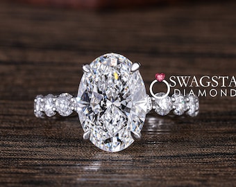 3 carat Oval cut Lab Grown Diamond ring CVD Engagement Ring IGI Certified Oval Diamond Anniversary Ring 14K Solid Gold Ring Wedding Ring