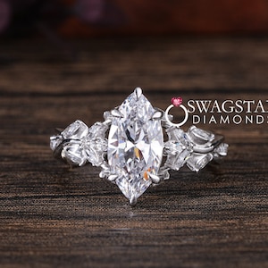 3 Carat Marquise Lab Grown Diamond Engagement Ring - F-G VVS-VS