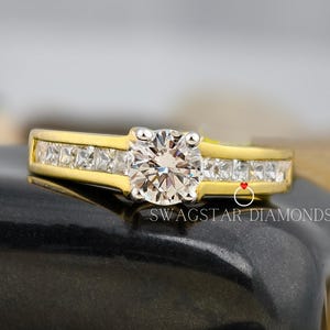 Men&#39;s 1.60ct Round Lab Grown Diamond Engagement Ring - 14K Yellow Gold