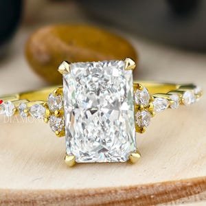 3ct Radiant Cut Hidden Halo Ring / Radiant cut Cluster Ring / Radiant Cut Lab Diamond Ring / IGI Certified Radiant Cut Lab Grown Diamond