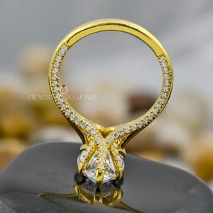 Marquise Cut Lab Grown Diamond Engagement Ring: 3.50Ct Yellow Gold Six Prong CVD Solitaire