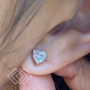 1 CT Herz geschnitten Labor gewachsene Diamant Ohrstecker 14K Gold Jahrestag Hochzeitsgeschenk für ihre Freundin Frau Geburtstagsgeschenk