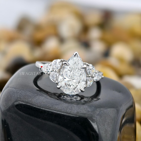 3.00 carat Pear Lab Diamond ring Engagement Ring 14K Gold Ring Anniversary Proposal Wedding Gift For Her Girlfriend Wife Birthday 4.5 tcw