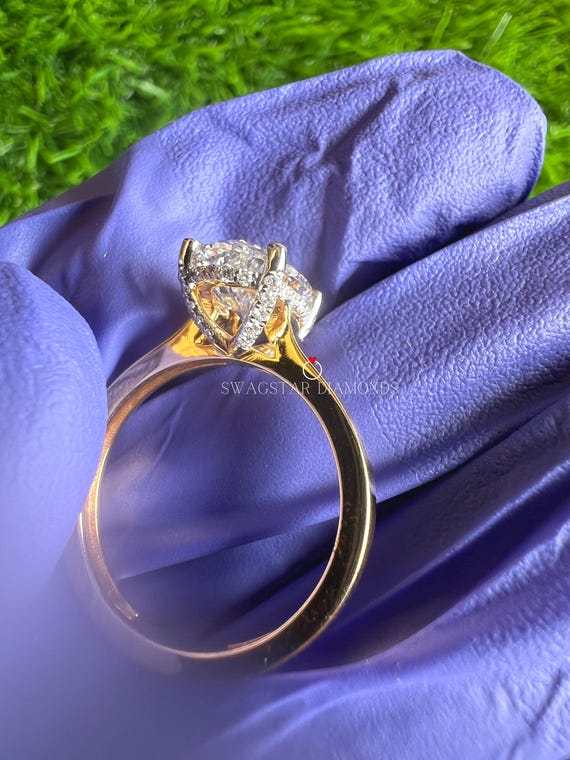 2Ct Oval Cut Lab Grown Diamond Engagement Ring hidden halo Wedding Ring Diamond Ring for Women Anniversary Gift Oval Cut Diamond Ring