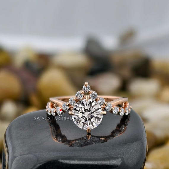 2CT Round Cut Wedding band bypass ring Lab Grown Diamond Engagement Ring Solitaire Diamond Ring IGI Certified Lab Diamond Ring 14KT Gold