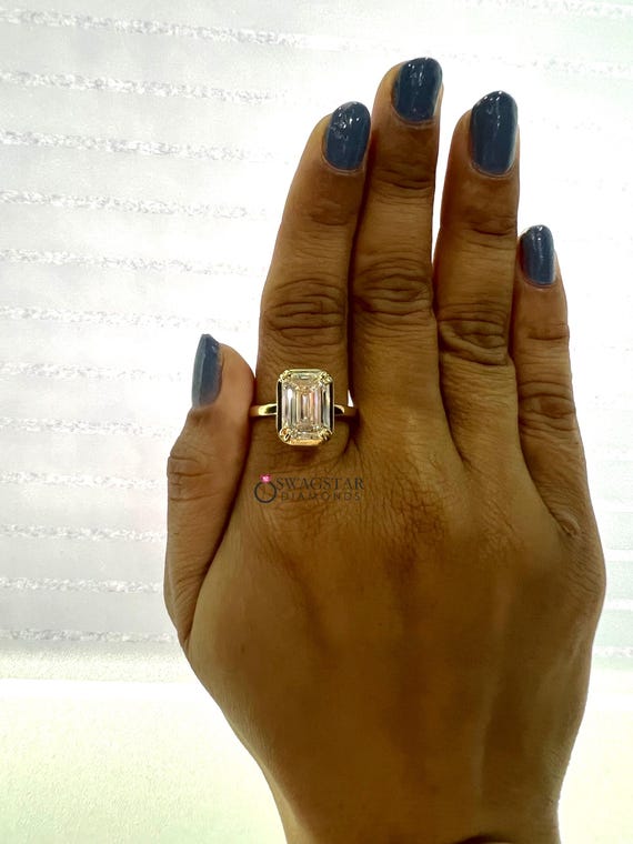 5CT Emerald Cut Lab Grown Diamond Ring / Emerald Cut Engagement Ring / Men’s and Women’s Emerald Cut Statement Ring / Double Prong Ring