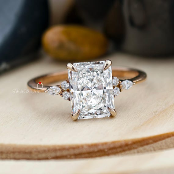 2.00 CT Radiant Cut Engagement Ring Lab grown diamond, Gift for Her, Cluste Setting Wedding Diamond Ring, Gold Rings, Jewlery for Women