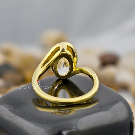3CT Half Bezel Oval Cut Unique Style Engagement Lab Grown Diamond
