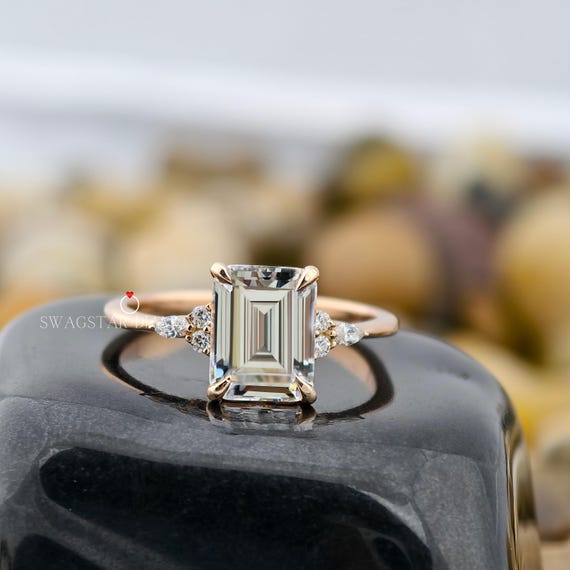 Emerald Cut Engagement Ring Lab grown diamond, 2 Carat Lab Diamond Ring, Gift for Her, Wedding Diamond Ring, Gold Rings, Jewellery for Women