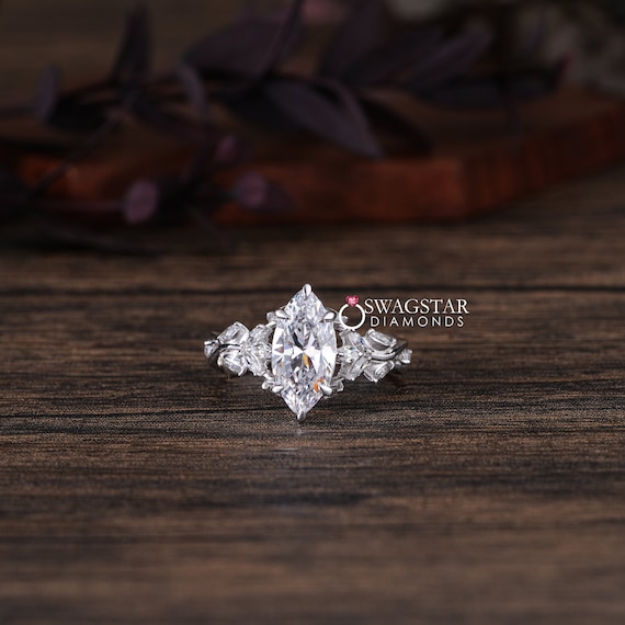 3 Carat Marquise Cut Lab Grown Diamond Ring Lab Diamond Engagement Ring Marquise Cut Diamond Ring Anniversary Ring Unique Proposal Ring