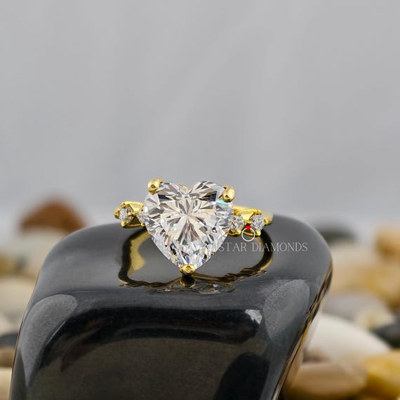 Heart Solitaire Lab grown diamond Engagement ring, 3 Carat Lab Diamond Ring, Gift for Her, Wedding Ring, Gold Rings, Jewellery for Women