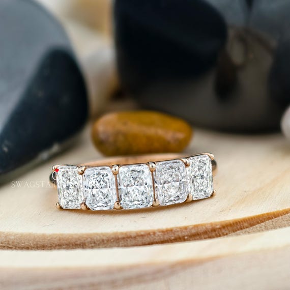 2 carat Radiant Lab Diamond Eternity Band 14K Gold Proposal Engagement Wedding Anniversary Gift for Her Wife Birthday Gift