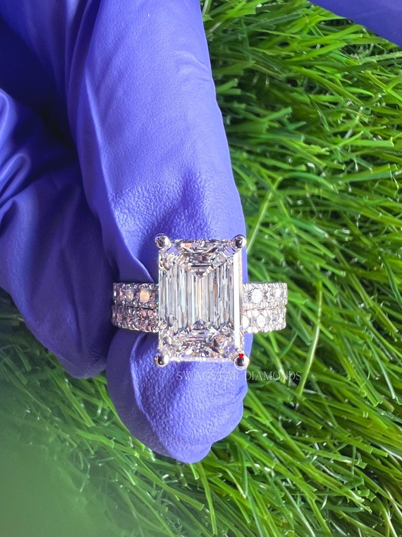 Emerald Cut Lab Grown Diamond Wedding band Ring 2 Carat Lab Diamond Ring Gift for Her Engagement Diamond Ring Gold Rings Jewellery for Women