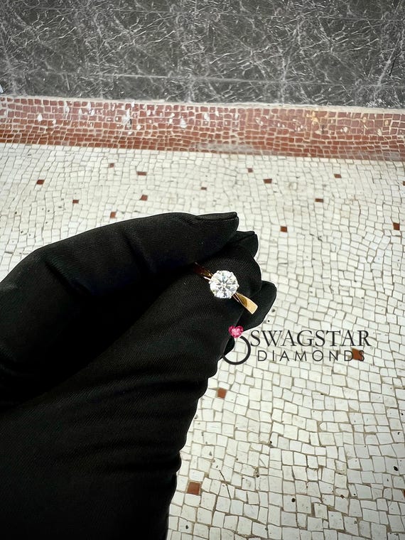 Round Cut Engagement ring Solitaire Lab grown diamond  IGI Certified  Lab Diamond Ring Gift for Her Yellow Gold Rings Jewlery for Women