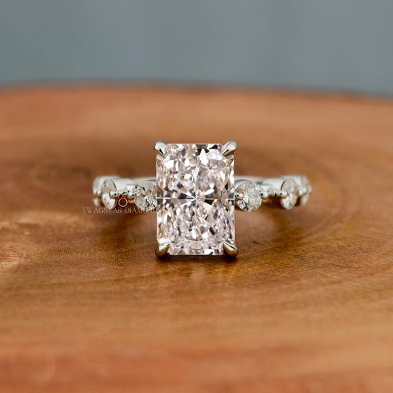 5 Carat Radiant Cut Lab Diamond Ring Engagement Ring IGI Certified Diamond Ring Pave Diamond Ring Anniversary Ring Promise Ring For Her