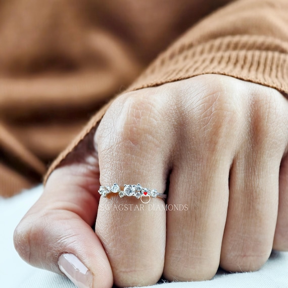 Round Cut Wedding Matching Ring Lab Grown Diamond, 0.70 CT Diamond Ring, Cluster Setting Ring, 14K White Gold Ring, Minimalist Ring For Her