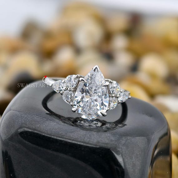 3 carat Pear Lab Diamond ring Engagement Ring 14K Gold Ring Anniversary Proposal Wedding Gift For Her Girlfriend Wife Birthday 4.5 tcw