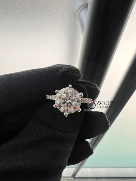 3CT Round Cut Lab Grown Diamond Engagement Ring Gold Solitaire Promise Ring Floral Ring IGI Certified Diamond Ring Anniversary Gifts