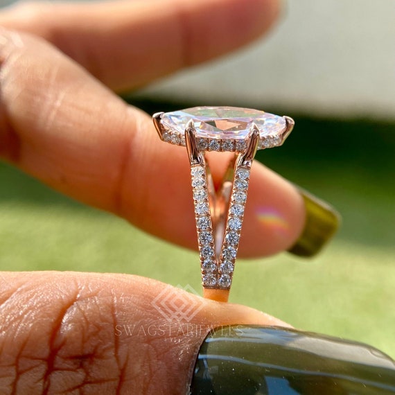 3 carat Marquise Shape Lab Grown Diamond ring Engagement Ring 14K Gold Anniversary Wedding Proposal Ring For Her Girlfriend Birthday Gift