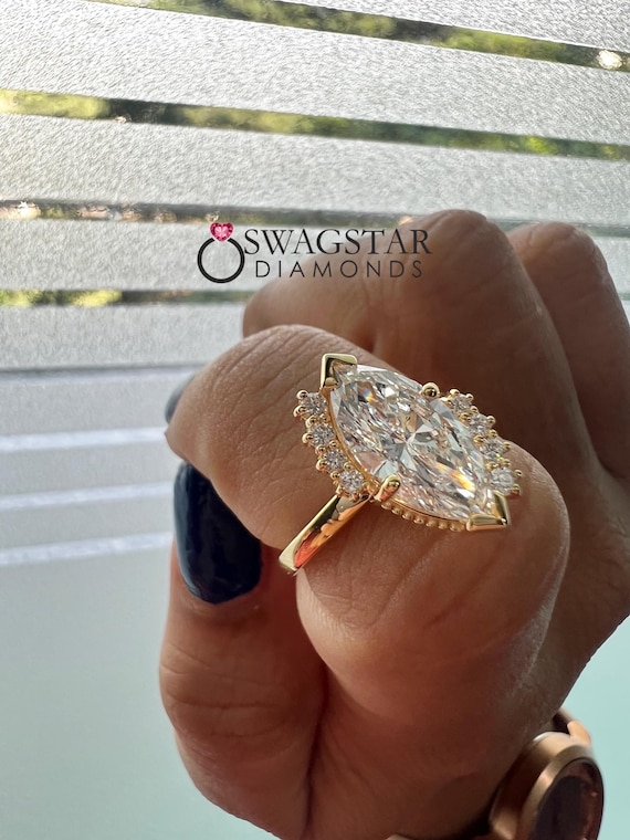 3 Carat Marquise Cut Lab Grown Diamond Ring | Unique Style Ring | IGI Certified Lab Diamond | Marquise Cut Lab Diamond Engagement Ring