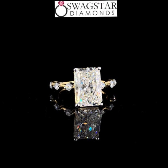 3.5 CT Radiant Cut Lab Grown Engagement Ring IGI Certified Diamond Ring Pave Diamond Ring Anniversary Ring Promise Ring For Her