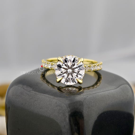 3CT Round Cut Ring Hidden Halo Ring Engagement Ring Lab Grown Diamond Ring IGI Diamond Ring Wedding Ring Anniversary Ring Gift For Her