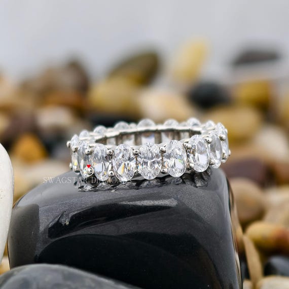 Oval cut Lab Diamond Eternity Band Wedding band 14K Gold Proposal Engagement Gift Anniversary Gift for Her Wife Birthday Gift 4.50 tcw